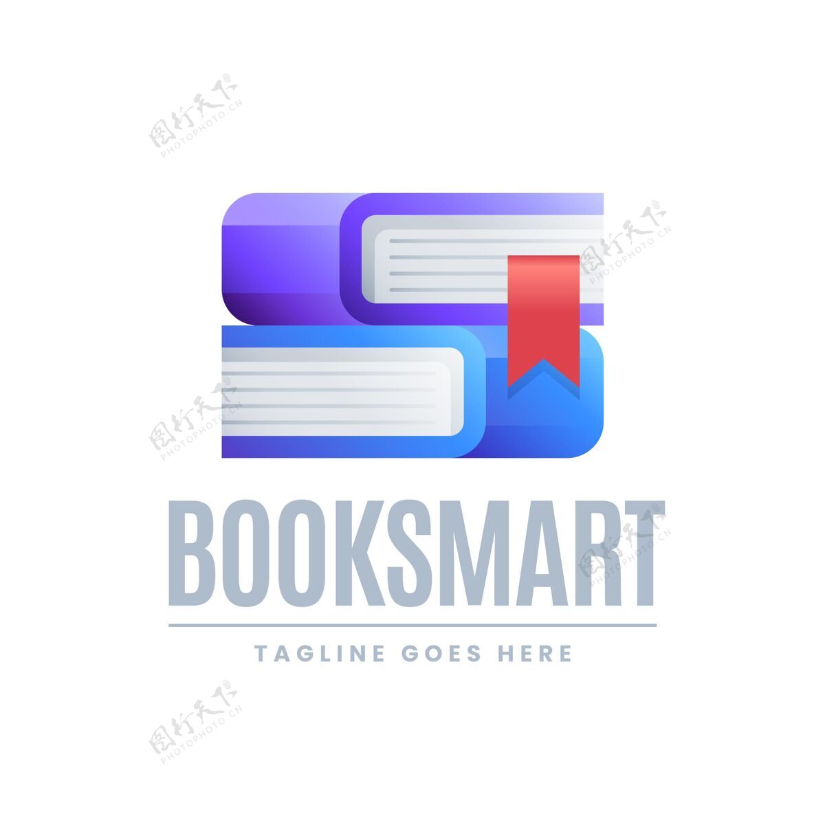 书籍Logo梯度图书标志与标语模板渐变Logo模板