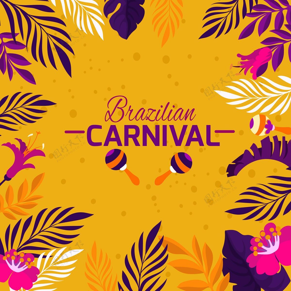 节日平坦的巴西狂欢节植被巴西巴西印花