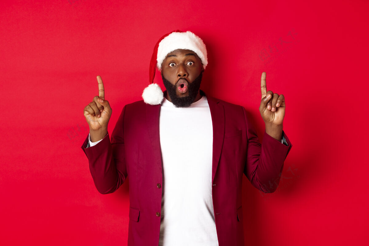 购物圣诞节 派对和假日概念模特促销非洲人