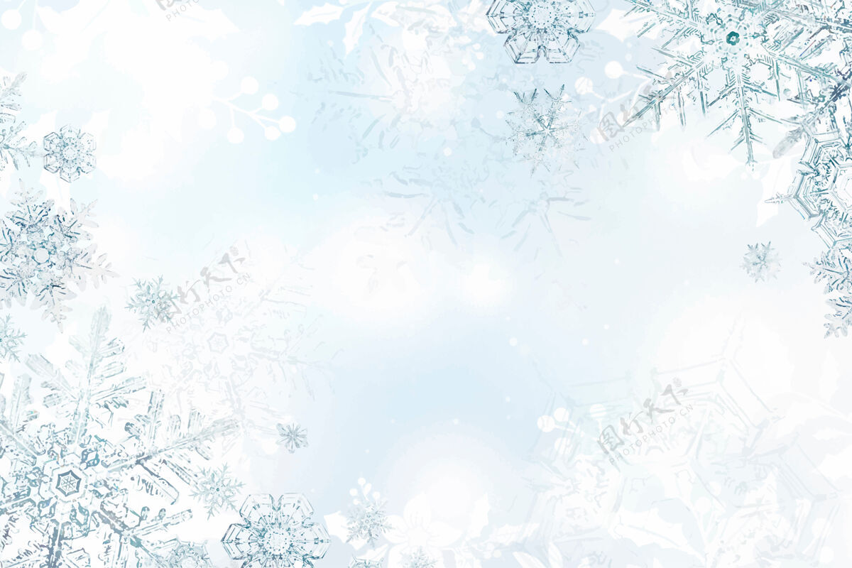 可打印冬天的雪花背景装饰冰冻装饰