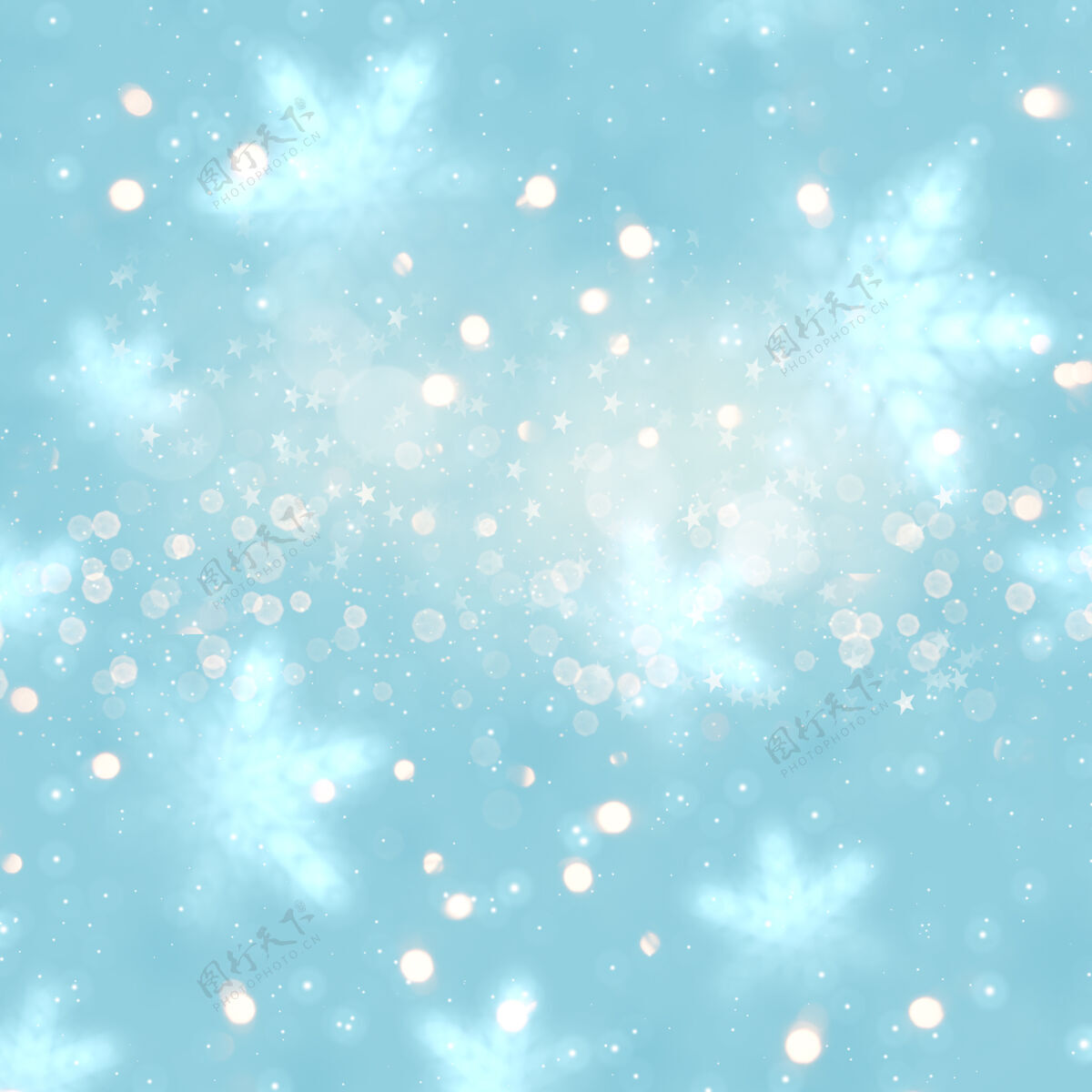 年圣诞节日背景与波基灯和星星设计星星闪光雪花