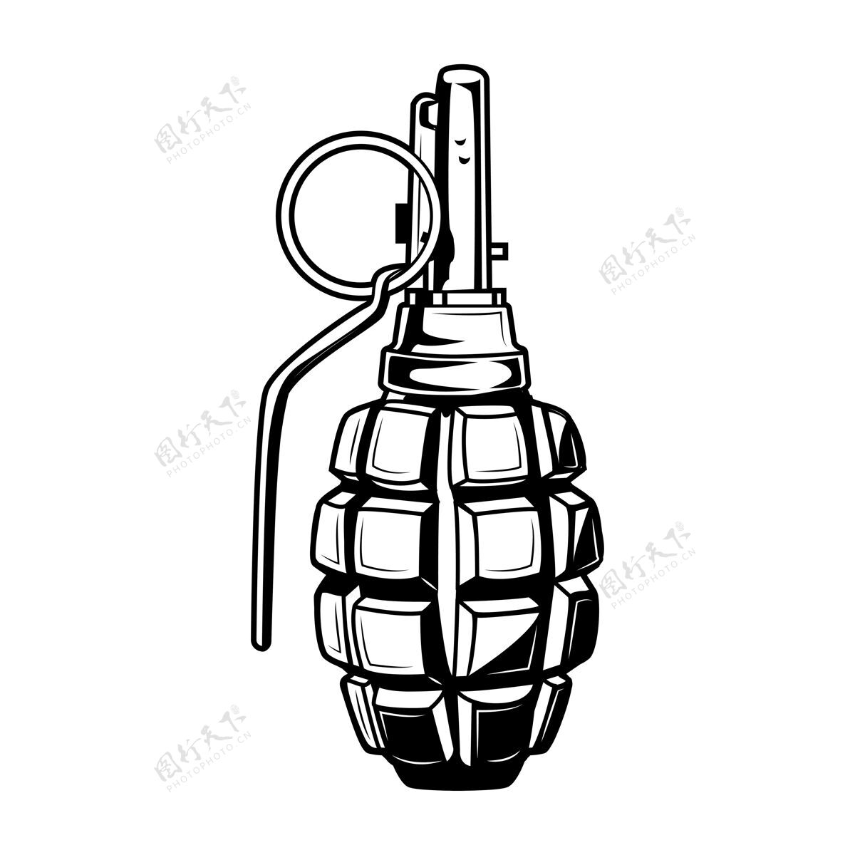 武器手榴弹矢量插图复古单色弹药元素军用或陆军概念的标签或标志模板危险单色绘画