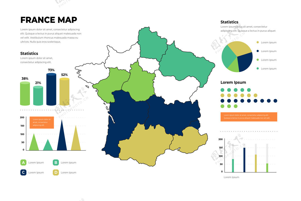 信息图线性法国地图信息图信息国家图形