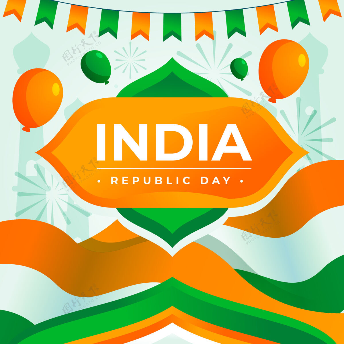 设计平面设计中的共和日概念印度民族旗帜