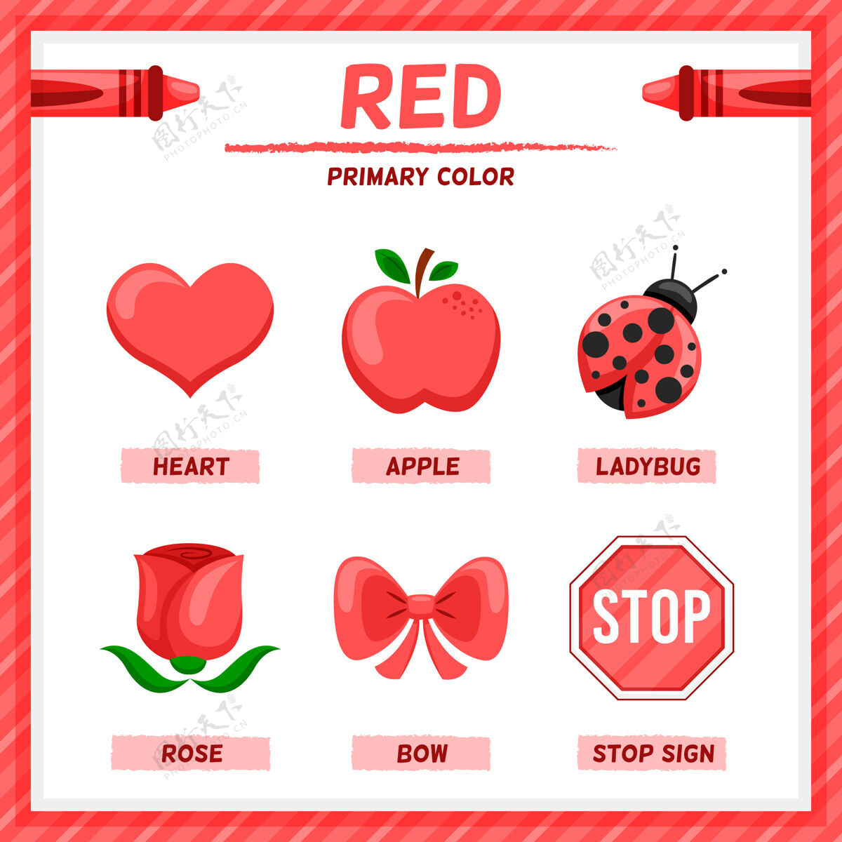 孩子红色和英语词汇集颜色创造力英语