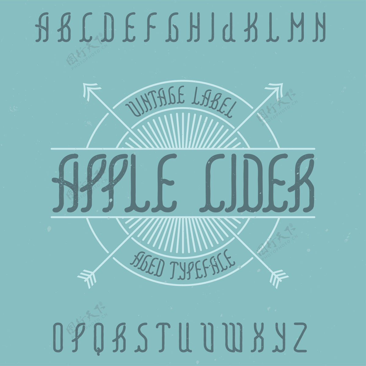 类型古老的字母字体命名为苹果酒字母表制造颗粒